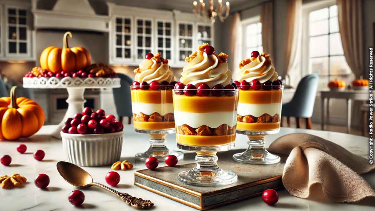 Mini Pumpkin Parfait with Cranberry Caramel