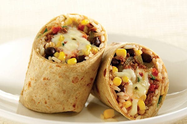 Beef Burrito with Pepper Jack Cheese and Black Beans