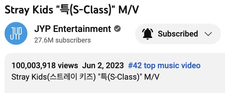 Stray Kids Achieve Another YouTube Milestone with "S-Class"