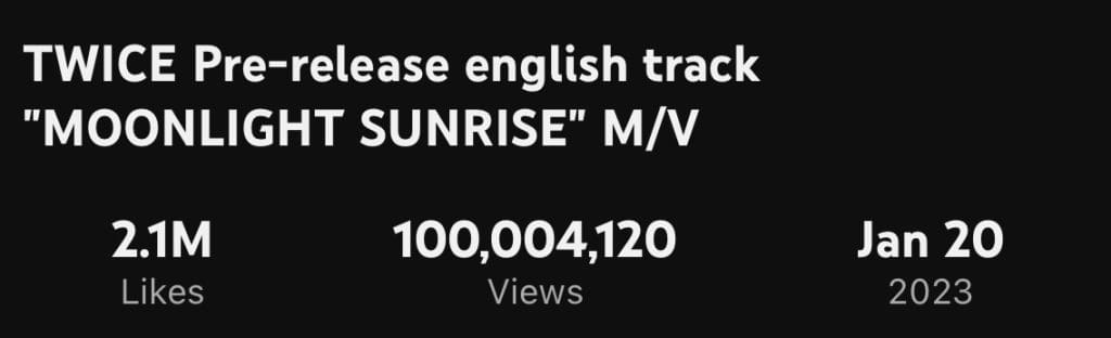 TWICE Continues to Shine with "MOONLIGHT SUNRISE" Surpassing 100 Million Views