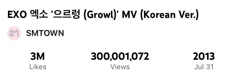 EXO Achieves 300 Million Views with “Growl” MV: A Milestone Moment