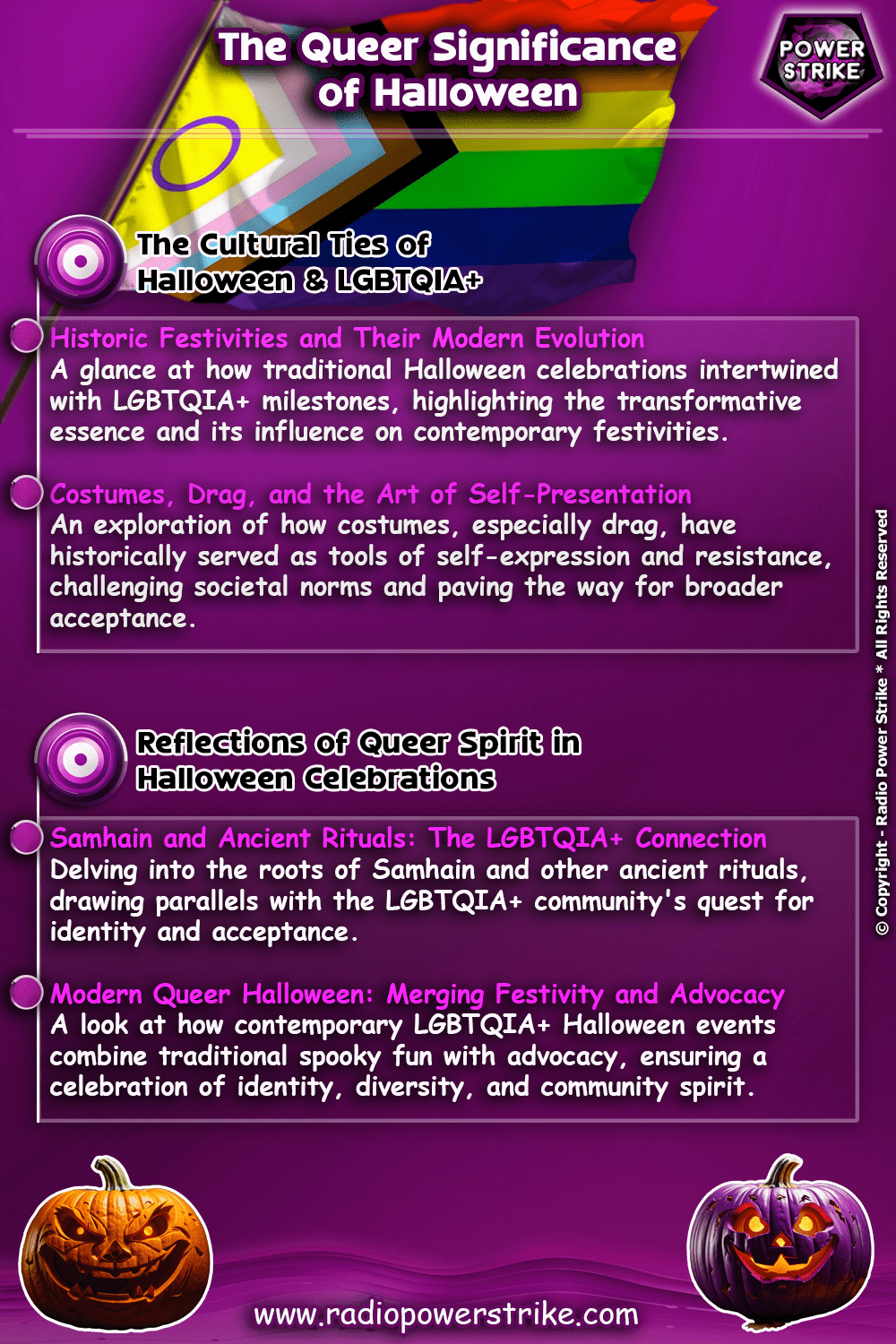 Infographic on the queer importance of Halloween and its relationship with the LGBTQIA+ community