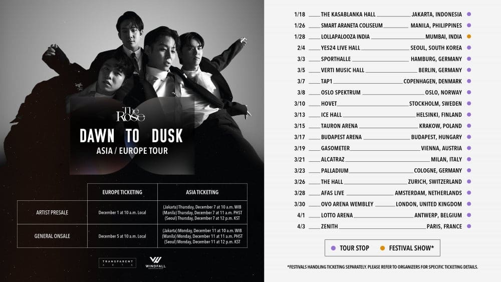 The Rose Sets Out on 'Dawn to Dusk' 2024 World Tour with Dates Across Asia and Europe