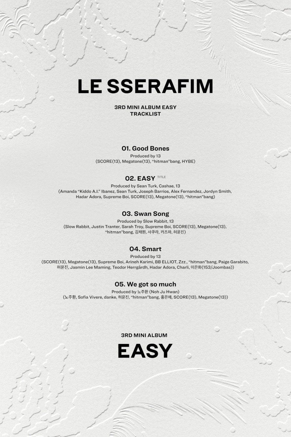 LE SSERAFIM Unveils Tracklist for Their Third Mini Album 'EASY' 002